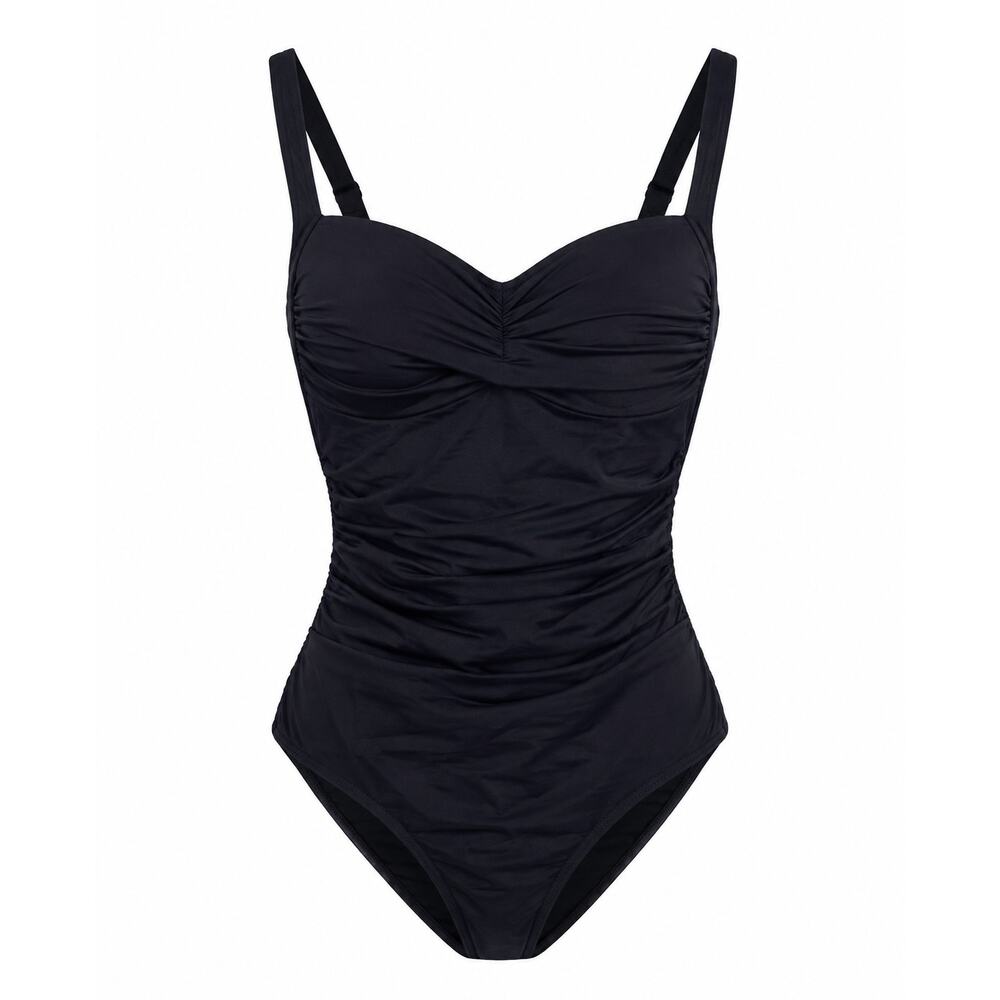 Bond-Eye Black Crinkle Ruched One Piece Swimsuit Size 8 AU/US 4